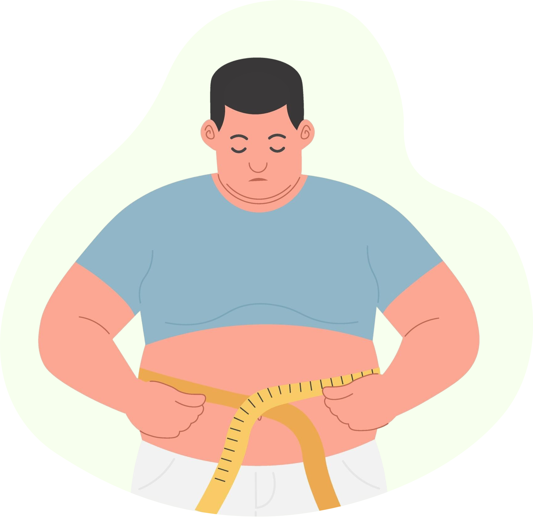 Person measuring body for weight loss program